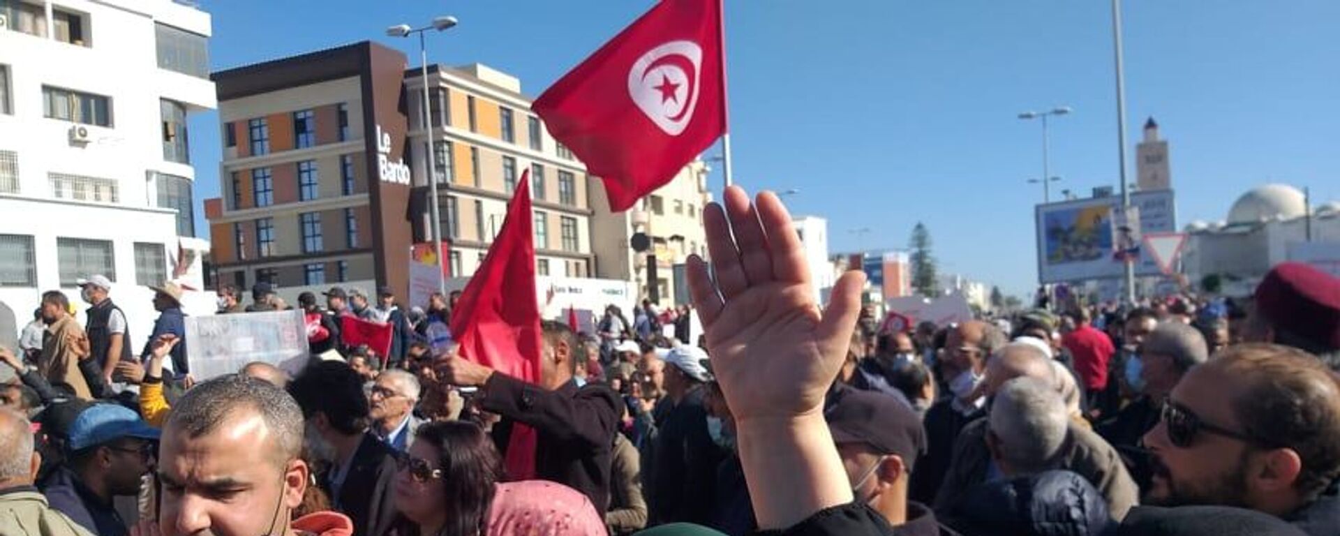 مسيرة احتجاجية ضد إجراءات الرئيس التونسي قيس سعيد - سبوتنيك عربي, 1920, 02.01.2022