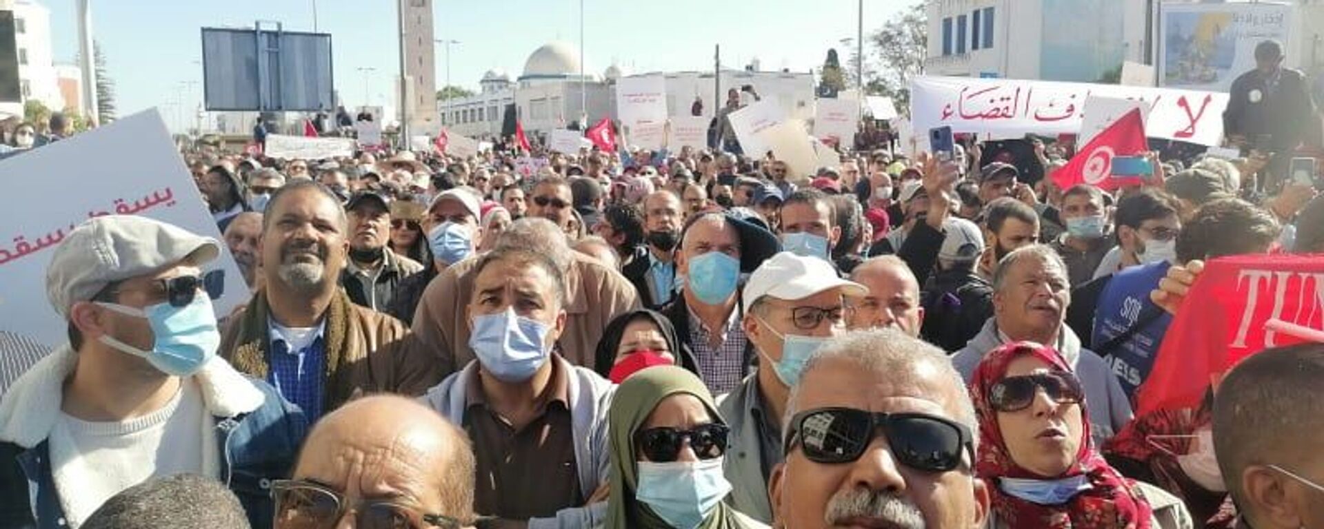 مسيرة احتجاجية ضد إجراءات الرئيس التونسي قيس سعيد - سبوتنيك عربي, 1920, 27.04.2022