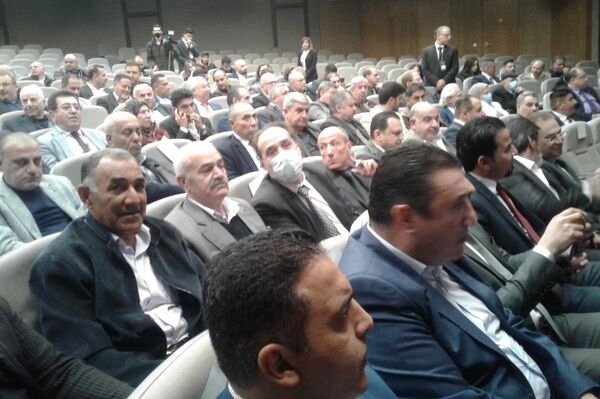 المؤتمر الصحفي الختامي لأعمال ملتقى رجال الأعمال السوري العراقي في قصر إيبلا للمؤتمرات في دمشق، سوريا - سبوتنيك عربي
