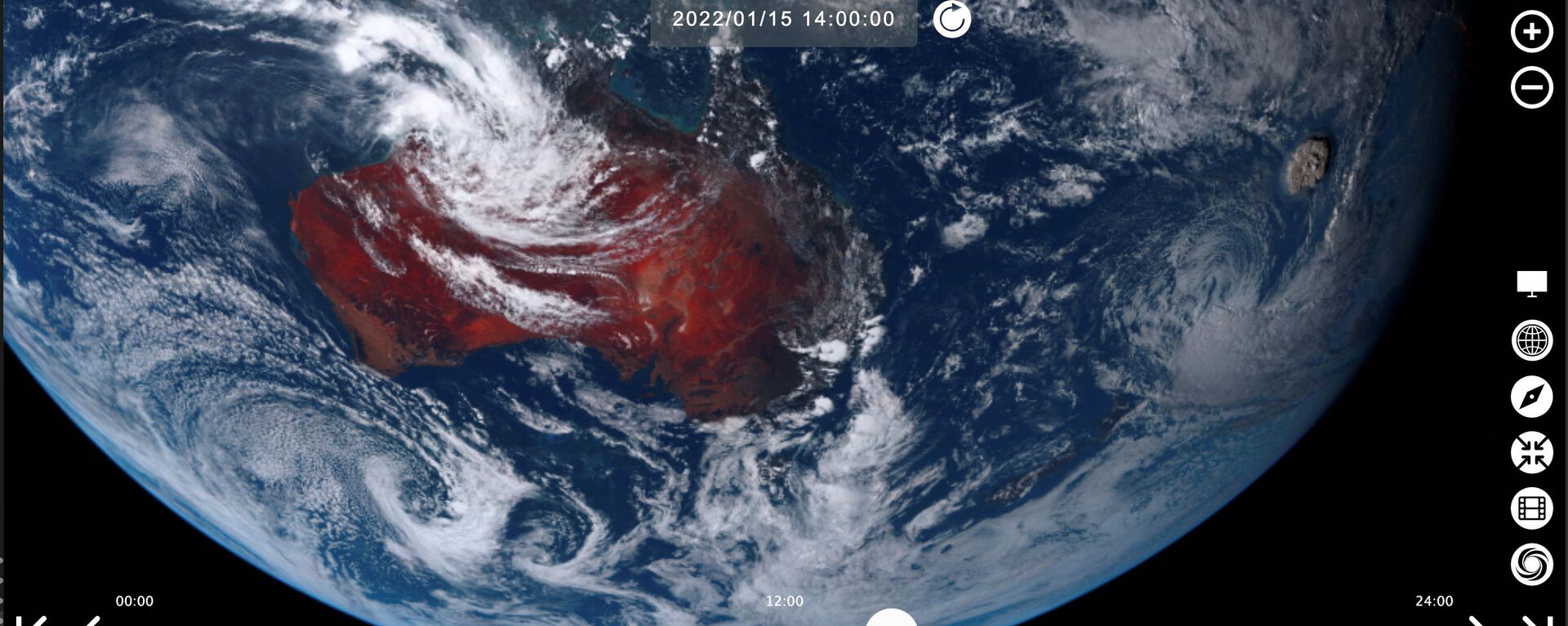 صورة للقمر الصناعي توضح مدى قوة ثوران بركان تونغا، 15 يناير 2022 - سبوتنيك عربي, 1920, 18.01.2022