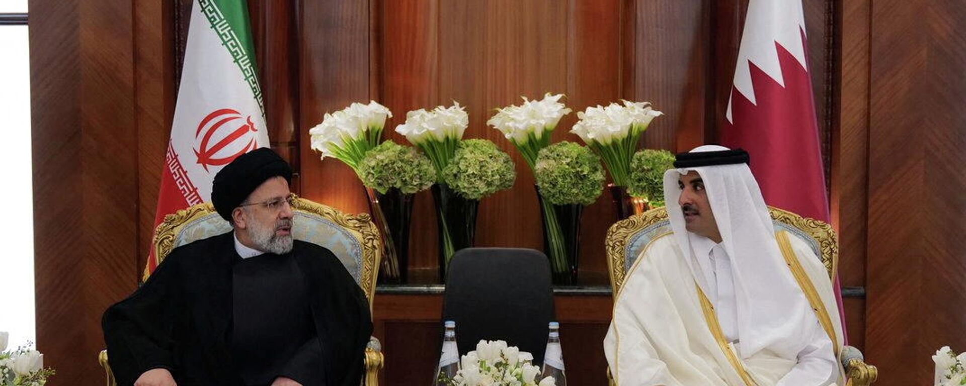 أمير قطر، الشيخ تميم بن حمد آل ثاني، في مباحثات مع الرئيس الإيراني، إبراهيم رئيسي، في الدوحة، 21 فبراير/ شباط 2022 - سبوتنيك عربي, 1920, 17.04.2022