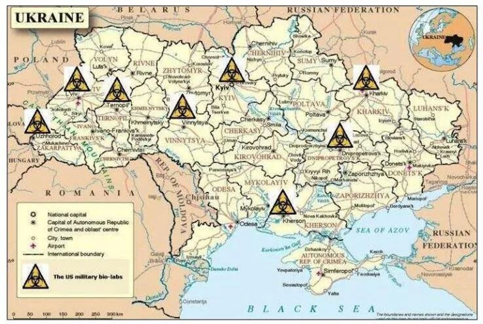 خريطة المختبرات الحيوية الأمريكية في أوكرانيا - سبوتنيك عربي, 1920, 26.03.2022
