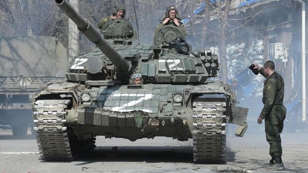 قوات جمهورية لوغانسك الشعبية في ماريوبول، أوكرانيا 5 أبريل 2022 - سبوتنيك عربي