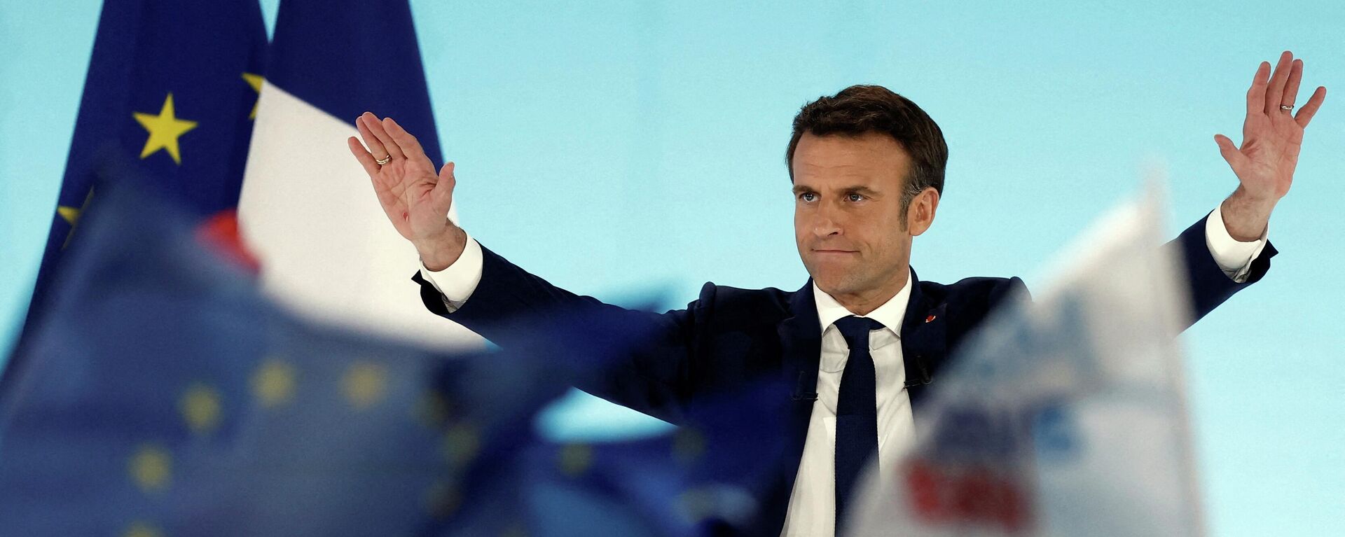 الانتخابات الرئاسية الفرنسية - المرشح الفرنسي والرئيس الحالي إيمانويل ماكرون، فرنسا 2022 - سبوتنيك عربي, 1920, 21.04.2022