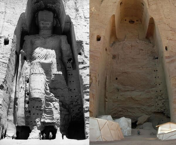 تمثال بوذا بميان قبل وبعد تدميره، أفغانستان - سبوتنيك عربي