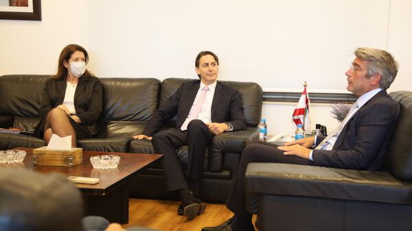 اجتماع وزير الطاقة اللبناني وليد فياض مع الوسيط الأميركي في ملف ترسيم الحدود البحرية آموس هوكشتاين   - سبوتنيك عربي