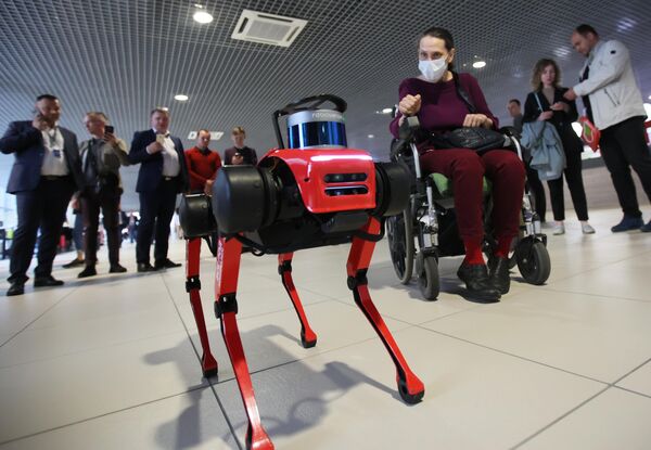 الكلب الآلي التابع لمفتشية الدولة للعقارات في معرض إنوبروم-2022، في مركز لإقامة المعارض يكاترينبورغ-إكسبو، 6 يوليو 2022 - سبوتنيك عربي