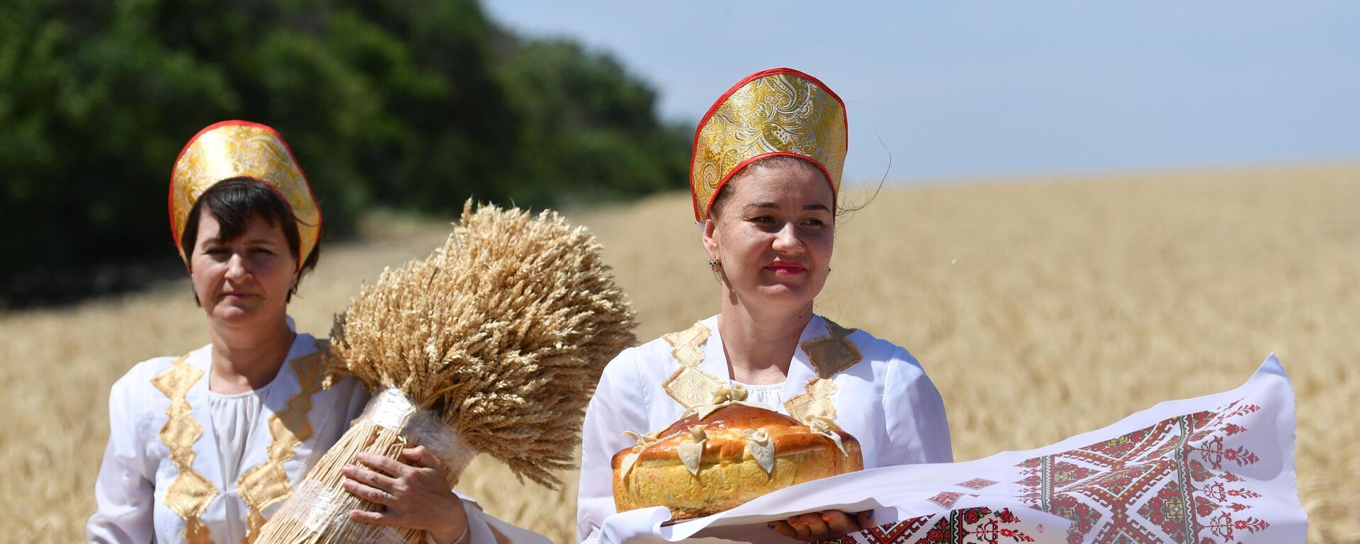 نساء يرتدين أزياء وطنية في إطار الاحتفال بـ يوم الحقل الجمهوري - 2022 في حي فولودارسكي بجمهورية دونيتسك الشعبية، 8 يوليو 2022 - سبوتنيك عربي, 1920, 29.07.2022