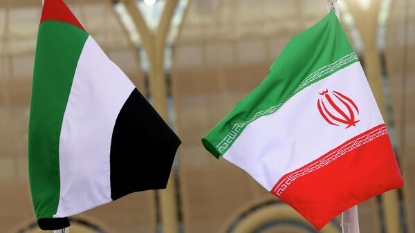 علم دولة إيران ودولة الإمارات العربية المتحدة - سبوتنيك عربي