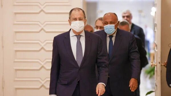وزير الخارجية الروسي سيرغي لافروف ووزير الخارجية المصري سامح شكري - سبوتنيك عربي
