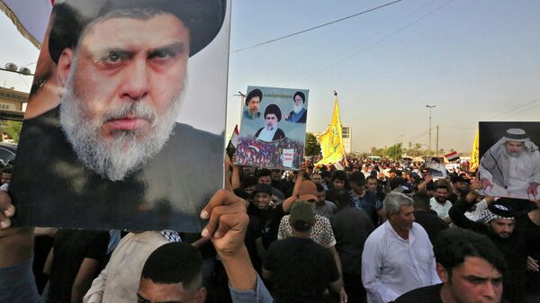 مظاهرات أنصار زعيم التيار الصدري مقتدى الصدر في العراق - سبوتنيك عربي