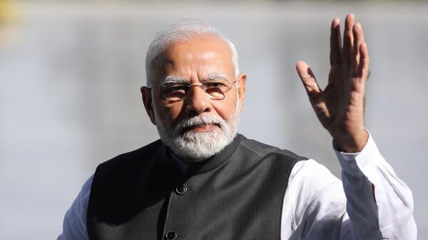 16 سبتمبر 2022. رئيس الوزراء الهندي ناريندرا مودي في قمة منظمة شنغهاي للتعاون في سمرقند. - سبوتنيك عربي