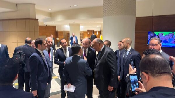 وزراء مصر والأردن والمغرب في نقاش على هامش الاجتماعات في القمة العربية بالجزائر، 31 أكتوبر/ تشرين الأول 2022 - سبوتنيك عربي