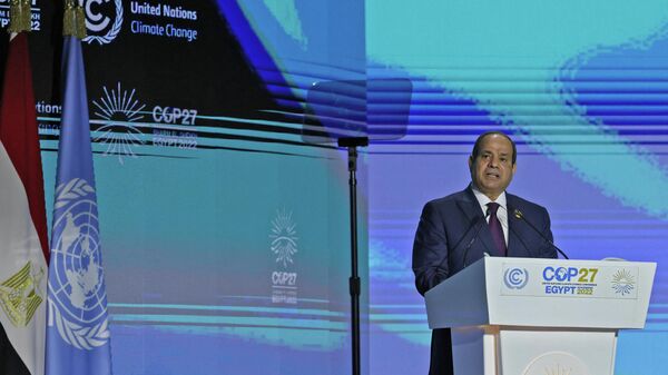 الرئيس المصري عبد الفتاح السيسي في قمة مؤتمر المناخ COP27 في شرم الشيخ، مصر - سبوتنيك عربي