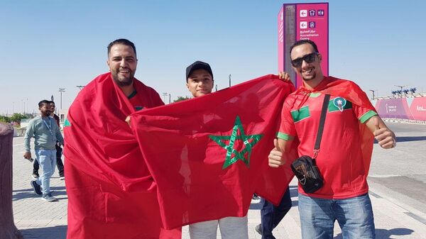 مشجعو المنتخب المغربي في كأس العالم، الدوحة، قطر 23 نوفمبر 2022 - سبوتنيك عربي