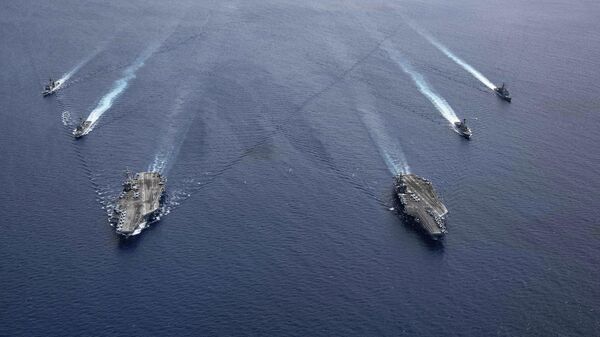 مجموعات حاملة طائرات تابعة للبحرية الأمريكية في بحر الصين الجنوبي - سبوتنيك عربي