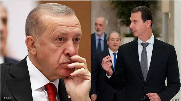 صورة الرئيس الوري بشار الأسد والرئيس التركي رجب طيب أردوغان  - سبوتنيك عربي
