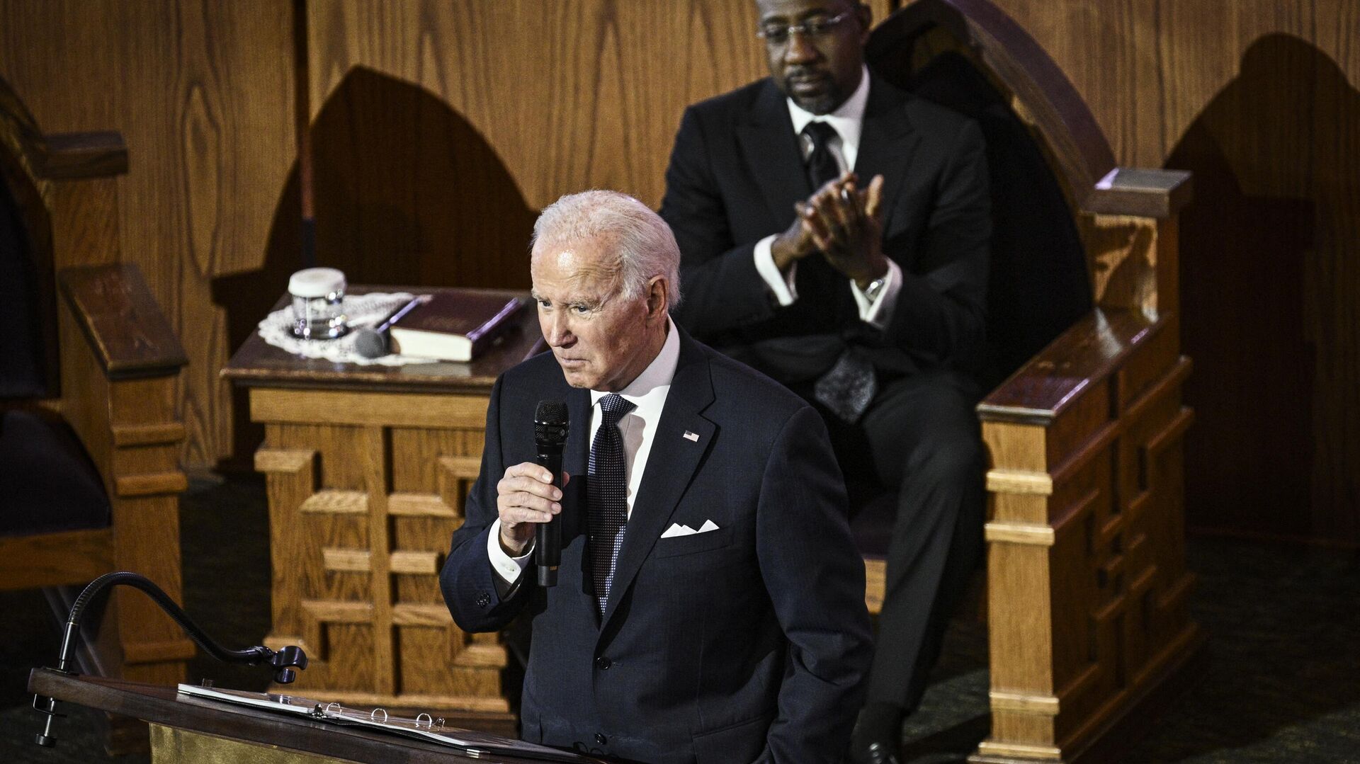 الرئيس الأمريكي جو بايدن يتحدث في كنيسة إبنيزر المعمدانية في أتلانتا ، جورجيا ، في 15 يناير 2023 - سبوتنيك عربي, 1920, 17.01.2023