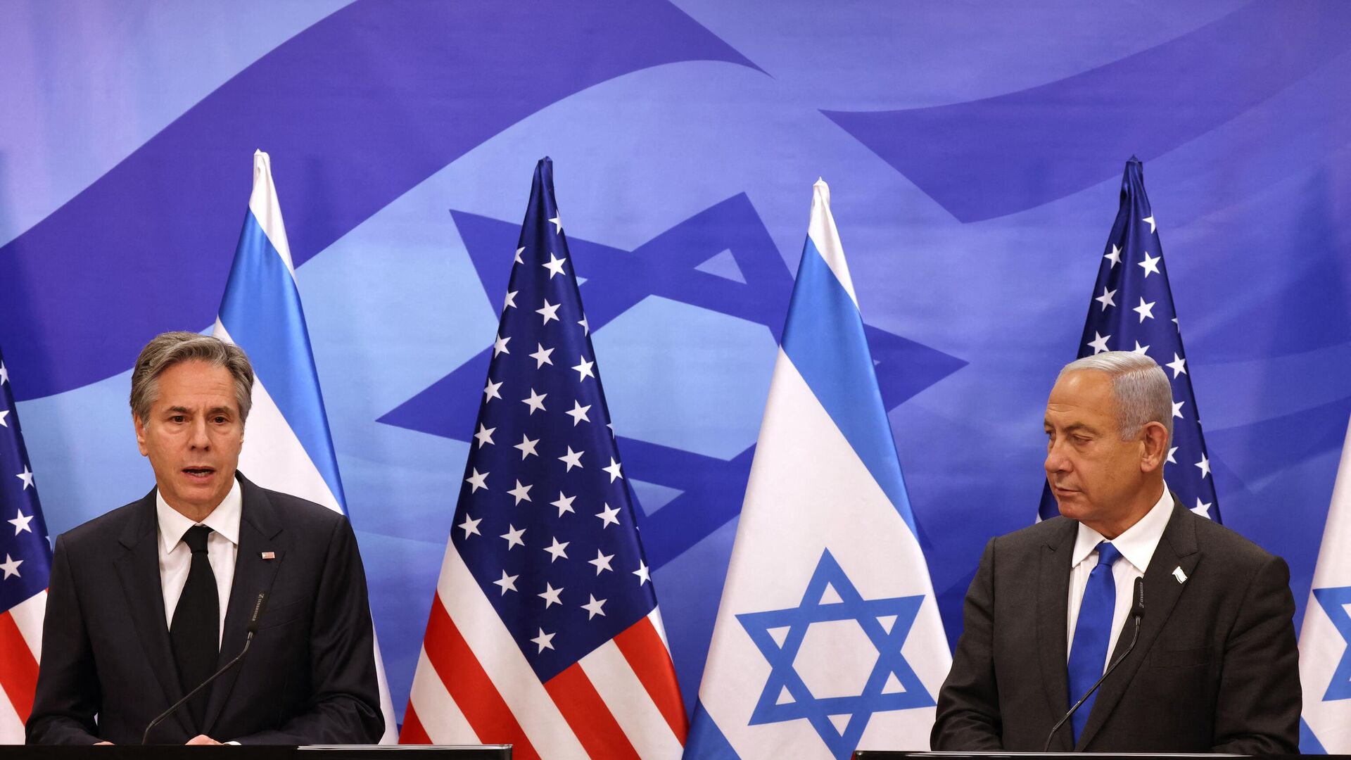 وزير الخارجية الأمريكي أنتوني بلينكن خلال مؤتمر صحفي مع رئيس الوزراء الإسرائيلي بينيامين نتنياهو، في القدس، الاثنين 30 يناير/ كانون الثاني 2023. - سبوتنيك عربي, 1920, 08.05.2023