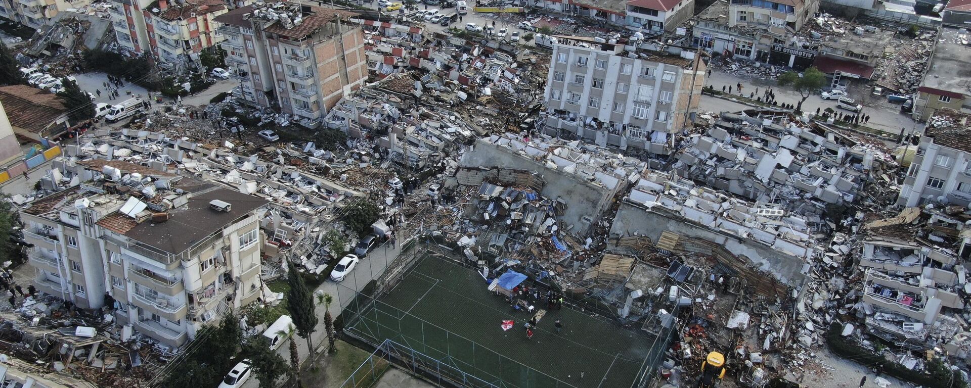 صورة جوية تظهر الدمار في وسط مدينة هاتاي ، جنوب تركيا ، 7 فبراير 2023. - سبوتنيك عربي, 1920, 10.02.2023