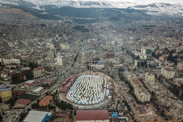 منظر جوي لمدينة كهرمان مرعش التركية ما بعد الزلزال، 10 فبراير 2023 - سبوتنيك عربي