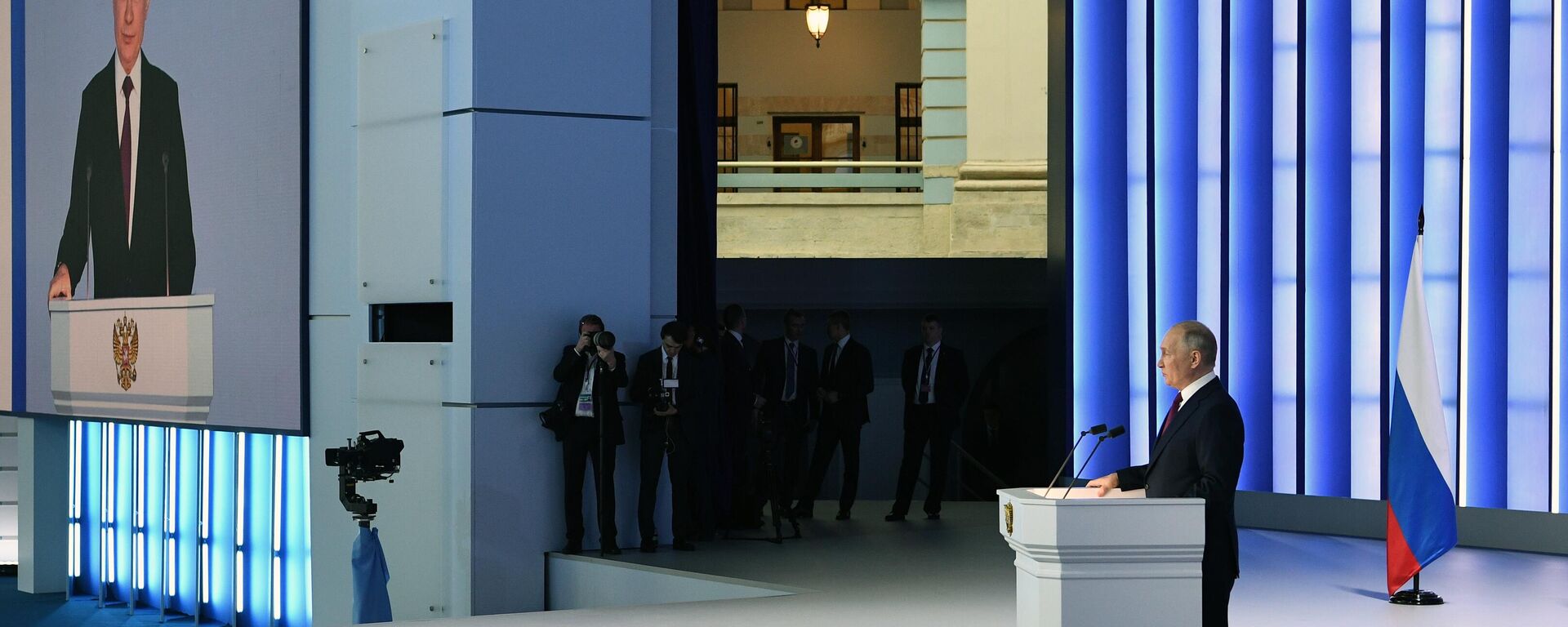 الرئيس الروسي فلاديمير بوتين يلقي خطابه السنوي أمام الجمعية الفيدرالية في موسكو، روسيا 21 فبراير 2023 - سبوتنيك عربي, 1920, 21.02.2023
