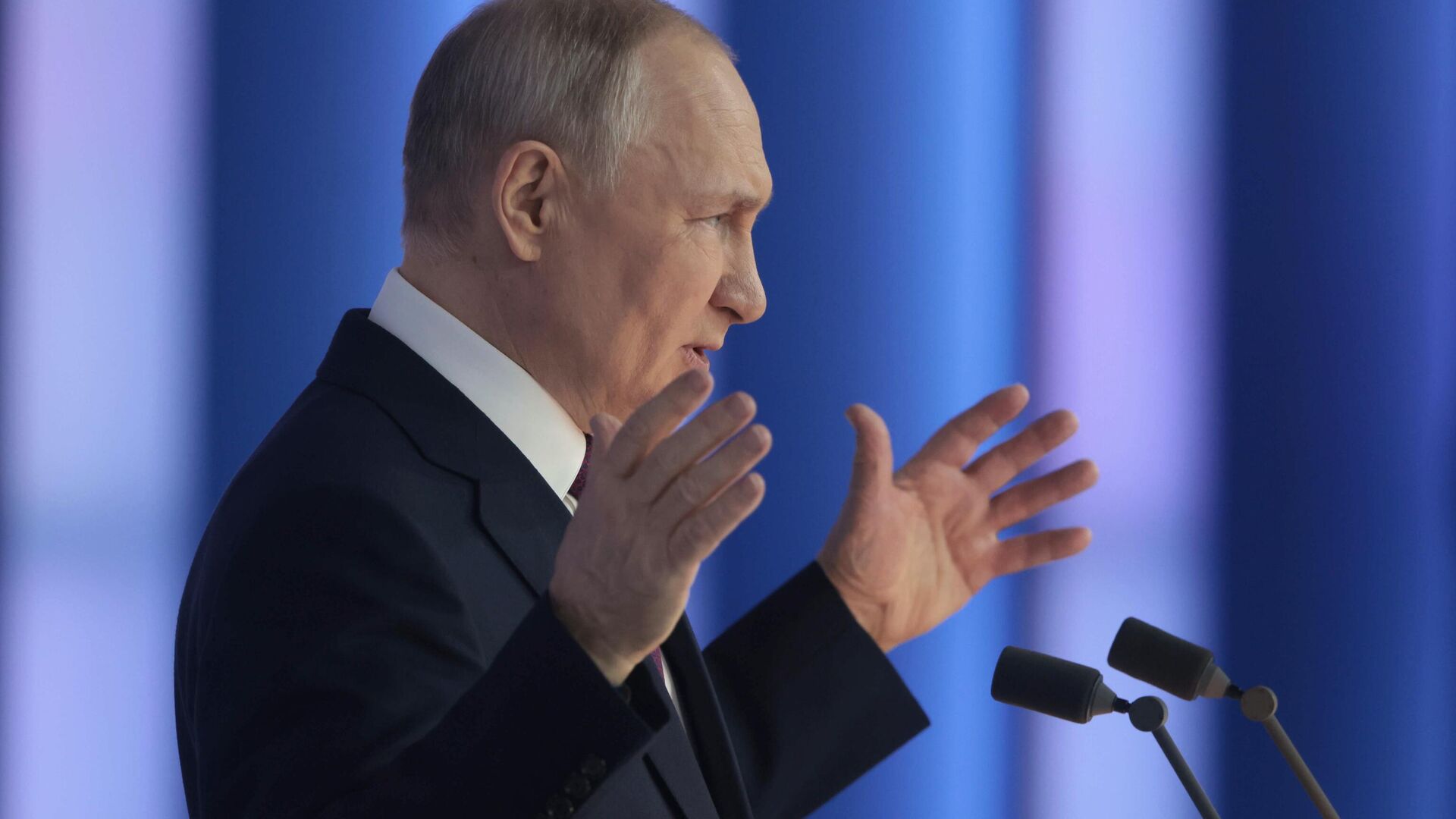 الرئيس الروسي فلاديمير بوتين يلقي خطابه السنوي أمام الجمعية الفيدرالية في موسكو، روسيا 21 فبراير 2023 - سبوتنيك عربي, 1920, 23.05.2023