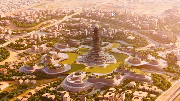 مشروع شركة المربع الجديد لتطوير داون تاون، وهو أكبر مجمع في العالم في وسط الرياض بالمملكة العربية السعودية - سبوتنيك عربي