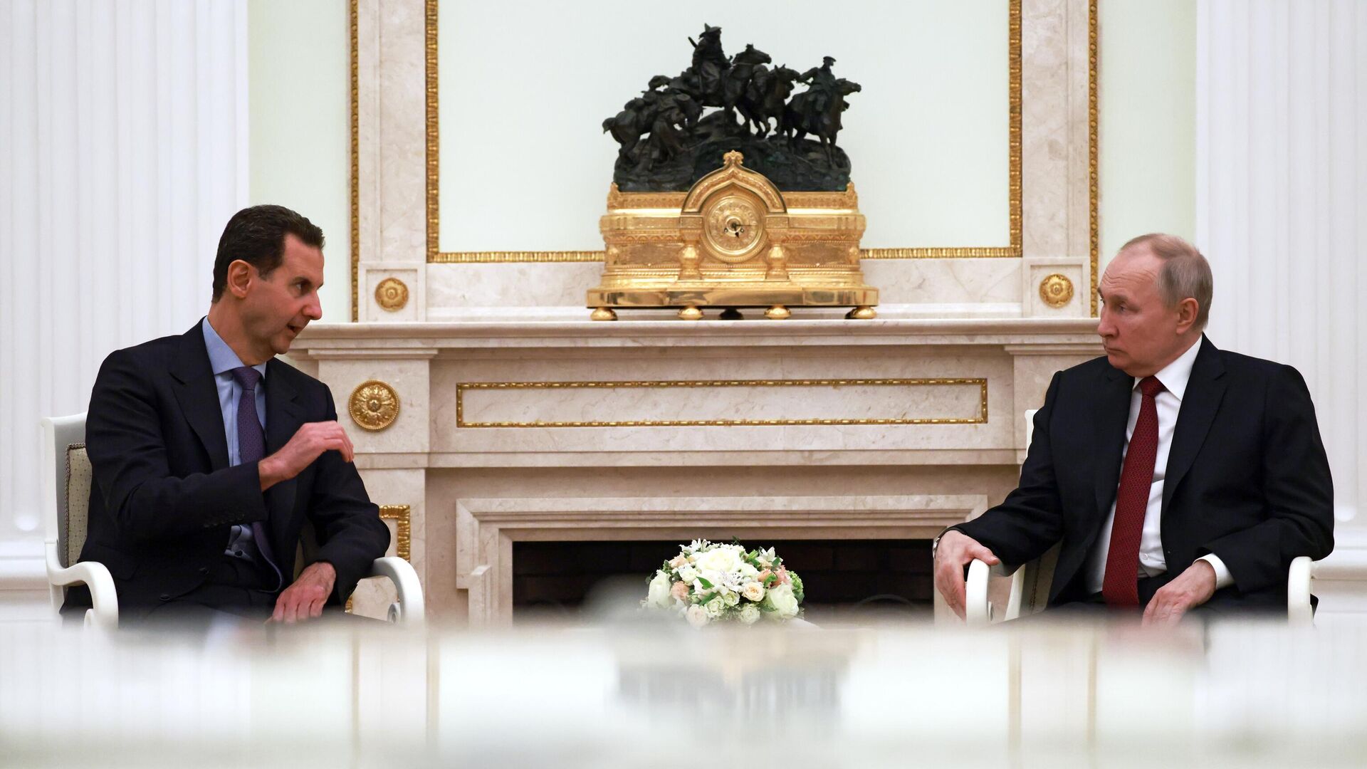 يجري الرئيس الروسي فلاديمير بوتين ونظيره السوري بشار الأسد محادثات في موسكو، اليوم الأربعاء 15 مارس 2023 - سبوتنيك عربي, 1920, 15.03.2023