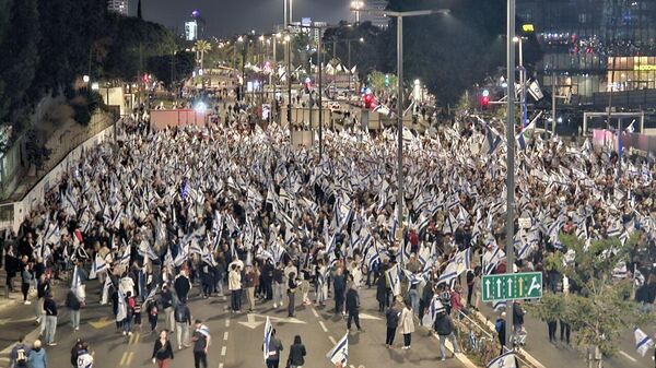الاحتجاجات في إسرائيل ضد تعديلات قانون السلطة القضائية، 29 أبريل/ نيسان 2023 - سبوتنيك عربي