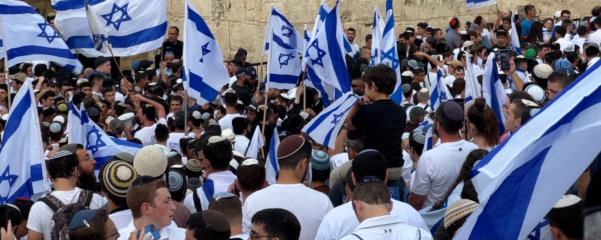 مسيرة الأعلام الإسرائيلية تقتحم منطقة باب العامود في القدس - سبوتنيك عربي, 1920, 19.05.2023