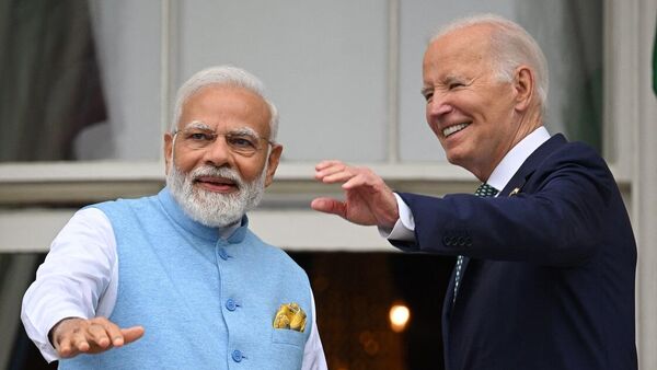 الرئيس الأمريكي، جو بايدن، ورئيس الوزراء الهندي، ناريندرا مودي، في البيت الأبيض، واشنطن، 22 يونيو/ حزيران 2023 - سبوتنيك عربي