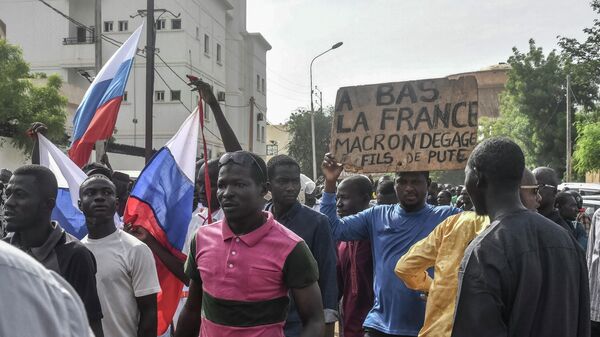 متظاهرون في النيجر يحملون علم روسيا - سبوتنيك عربي