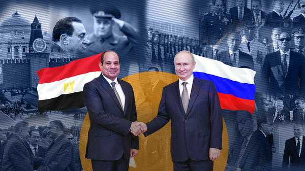 الرئيس الروسي فلاديمير بوتين يصافح نظيره المصري عبد الفتاح السيسي - سبوتنيك عربي