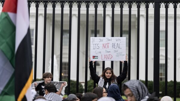 مظاهرات تضامنية مع الفلسطينيين أمام البيت الأبيض في واشنطن - سبوتنيك عربي