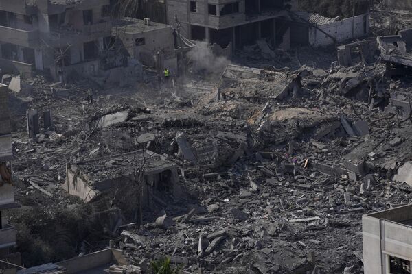 صورة جوية للدمار الناجم عن القصف الجوي الإسرائيلي في مدينة غزة، 11 أكتوبر 2023. - سبوتنيك عربي