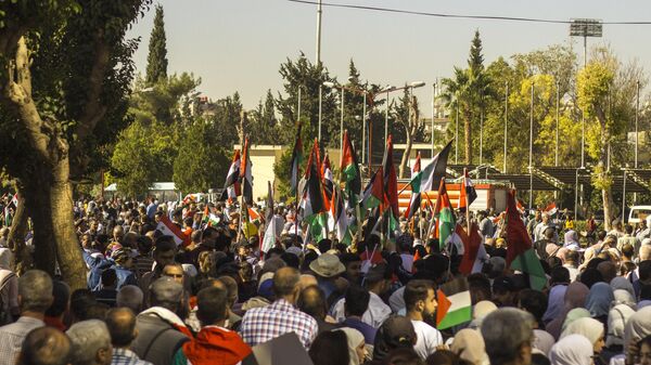 كوادر حزب البعث الحاكم في سوريا يتضامنون مع فلسطين وينددون بالعدوان على غزة - سبوتنيك عربي