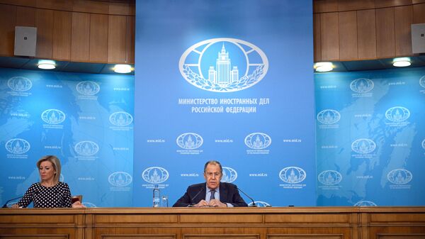 وزير الخارجية الروسي سيرغي لافروف خلال المؤتمر الصحفي في موسكو - سبوتنيك عربي
