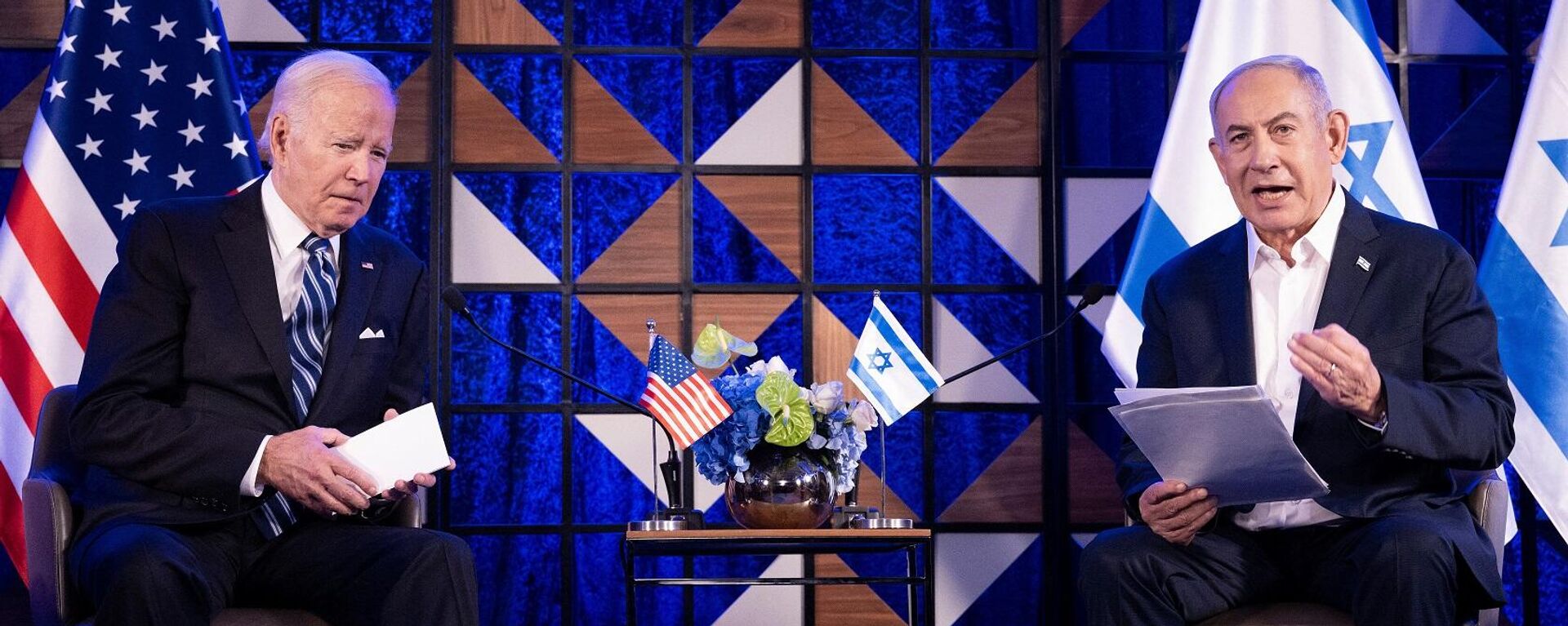 رئيس الوزراء الإسرائيلي، بنيامين نتنياهو، والرئيس الأمريكي، جو بايدن - سبوتنيك عربي, 1920, 09.03.2024