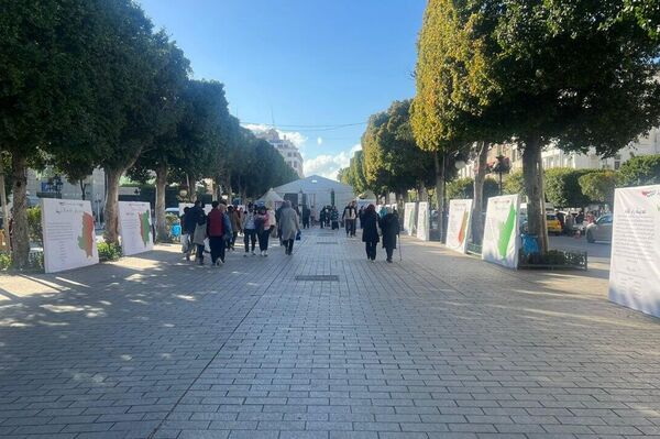 تونس: لوحات ضخمة تعرّف بالقضية الفلسطينية وخيمة توثق صور الحرب وضحاياها تونس: لوحات ضخمة تعرّف بالقضية الفلسطينية وخيمة توثق صور الحرب وضحاياها - وطن نيوز عربي