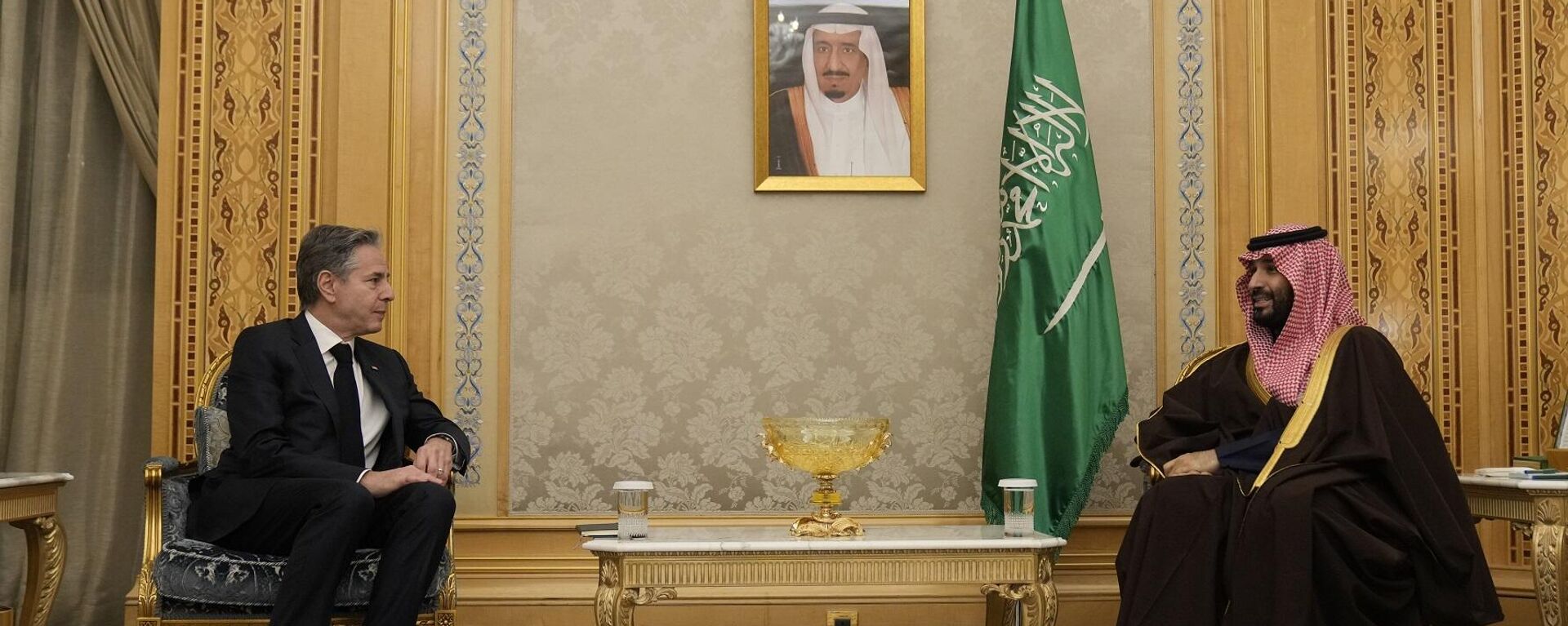 ولي العهد السعودي، الأمير محمد بن سلمان، يستقبل وزير الخارجية الأمريكي، أنتوني بلينكن، في الرياض، السعودية، 5 فبراير/ شباط 2024 - سبوتنيك عربي, 1920, 05.02.2024