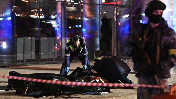 هجوم إرهابي على مركز تسوق كروكوس سيتي في منطقة كراسنوغورسك في ضواحي العاصمة الروسية موسكو. - سبوتنيك عربي
