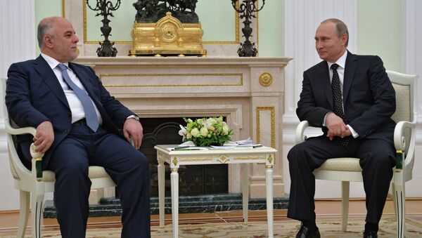 الرئيس الروسي فلاديمير بوتين يستقبل رئيس الوزراء العراقي حيدر العبادي - سبوتنيك عربي