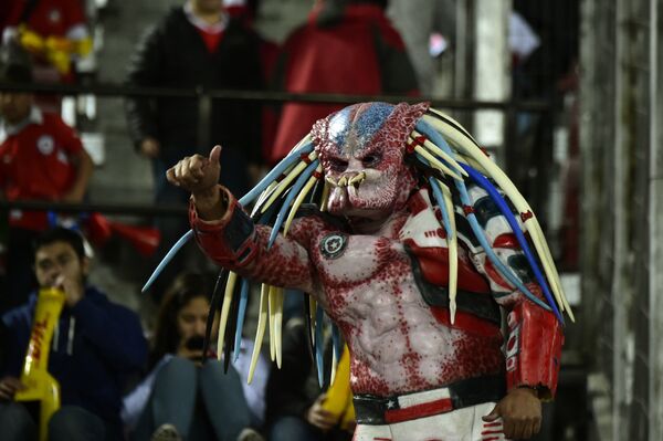 مشجع من شيلي خلال حفل الافتتاح لكوبا أمريكا في الملعب الوطني في سانتياغو، 11 يونيو 2015 - سبوتنيك عربي