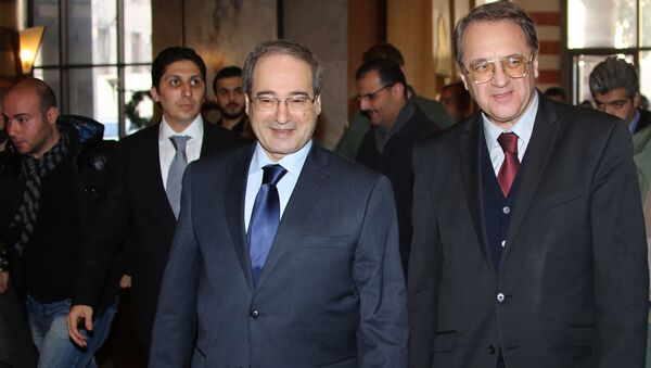 مساعد وزير الخارجية الروسي ميخائيل بوغدانوف مع نظيره السوري فيصل المقداد - سبوتنيك عربي
