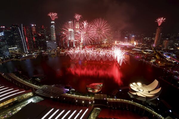 الألعاب النارية في سنغافورة بمناسبة الذكرى 50 للاستقلال - سبوتنيك عربي