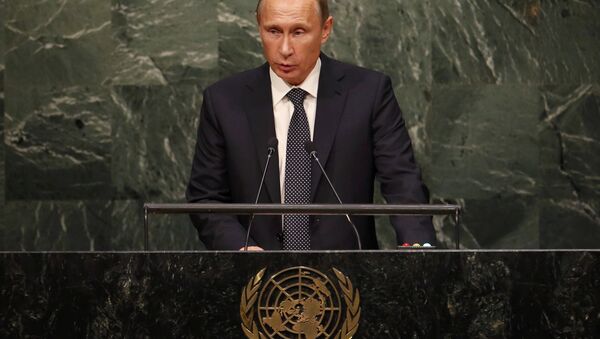 الرئيس الروسي فلاديمير بوتين خلال الجمعية العامة للأمم المتحدة - سبوتنيك عربي