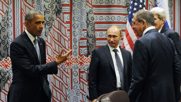 الرئيس الروسي فلاديمير بوتين والرئيس الأمريكي باراك أوباما في نيويورك - سبوتنيك عربي