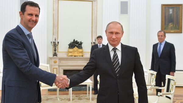 Президент Сирии Башар Асад и президент России Владимир Путин на встрече в Кремле - سبوتنيك عربي