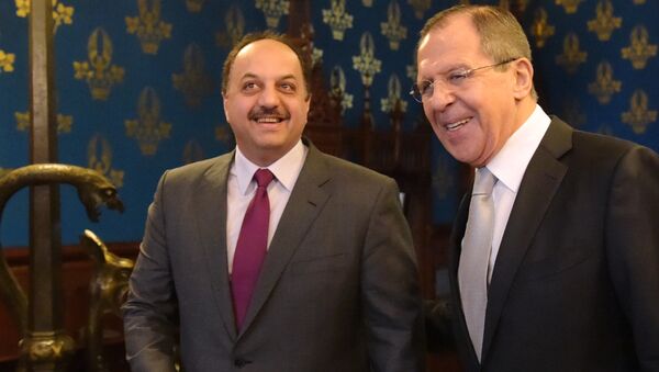 لافروف مع وزير الخارجية القطري - سبوتنيك عربي
